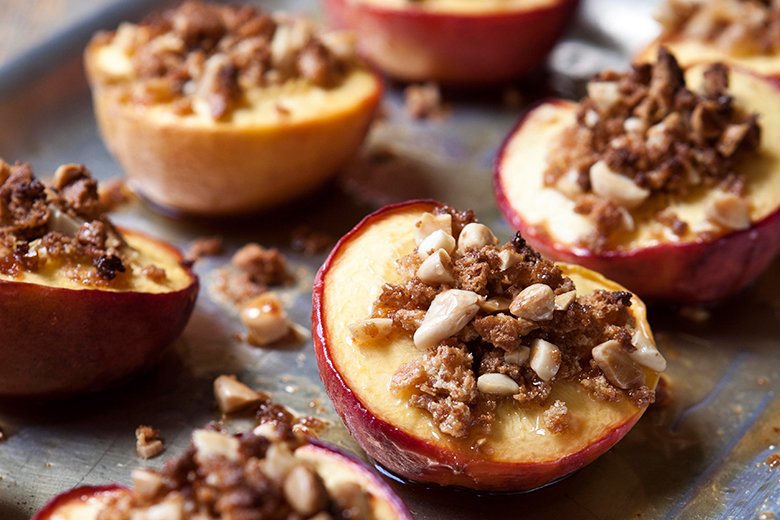 Baked peaches