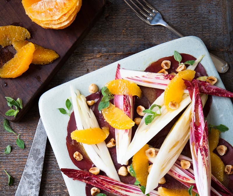 Bresaola, orange and endive salad