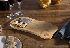 Bamboo Cheese Board and Knives