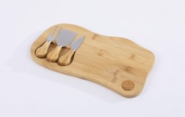 Bamboo Cheese Board and Knives
