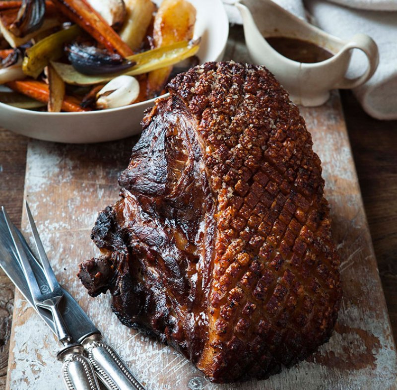 Slow-roast pork with root vegetables